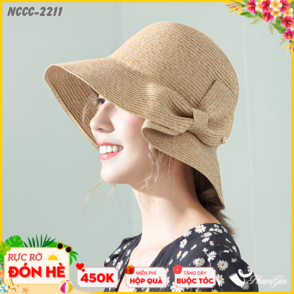 Nón Cói Form Mềm Cao Cấp Phối Nơ Cách Điệu Màu Bạc Xỉu