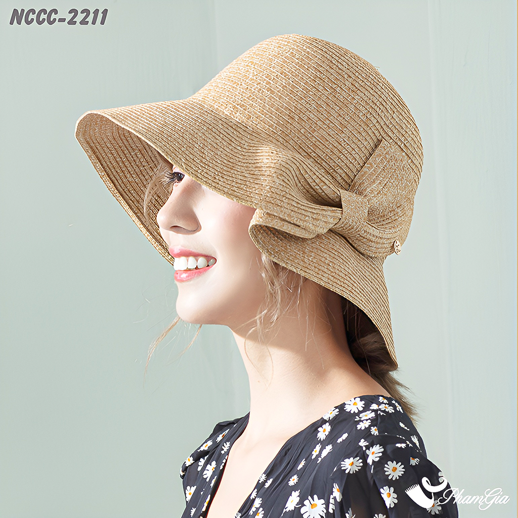 Nón Cói Form Mềm Cao Cấp Phối Nơ Cách Điệu Màu Bạc Xỉu