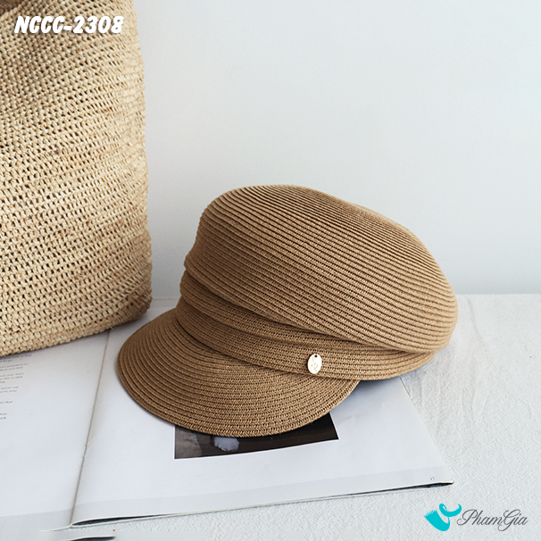 Góc Nghiêng Nón Cói Hải Quân Gập Viền Cao Cấp Màu Nâu Tây