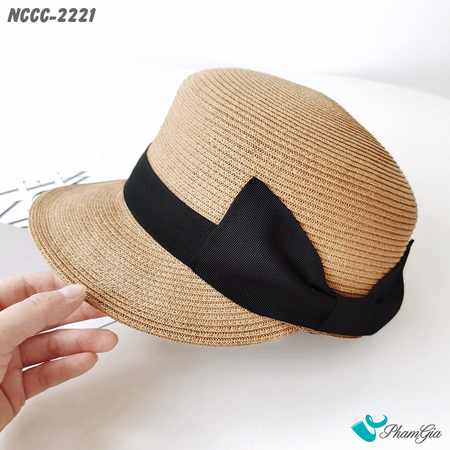Góc Nghiêng Nón Cói Hải Quân Phối Nơ Cách Điệu Cao Cấp Màu Nâu Tây