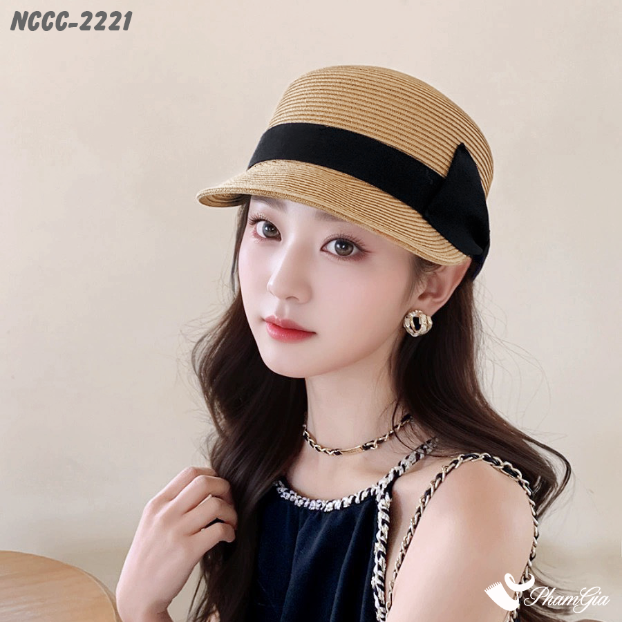 Nón Cói Hải Quân Phối Nơ Cách Điệu Cao Cấp Màu Nâu Tây