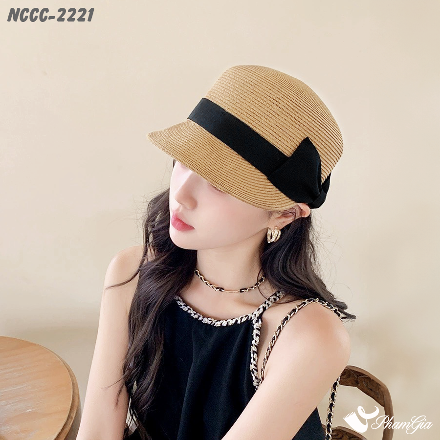 Model Đội Nón Cói Hải Quân Phối Nơ Cách Điệu Cao Cấp Màu Nâu Tây