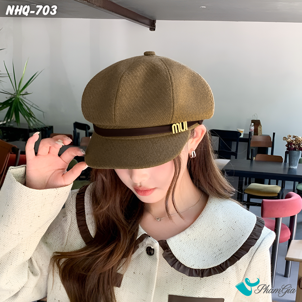Model Nón Hải Quân Đính Tag Chữ Phối Đai Thời Trang Cao Cấp Màu Nâu Tây