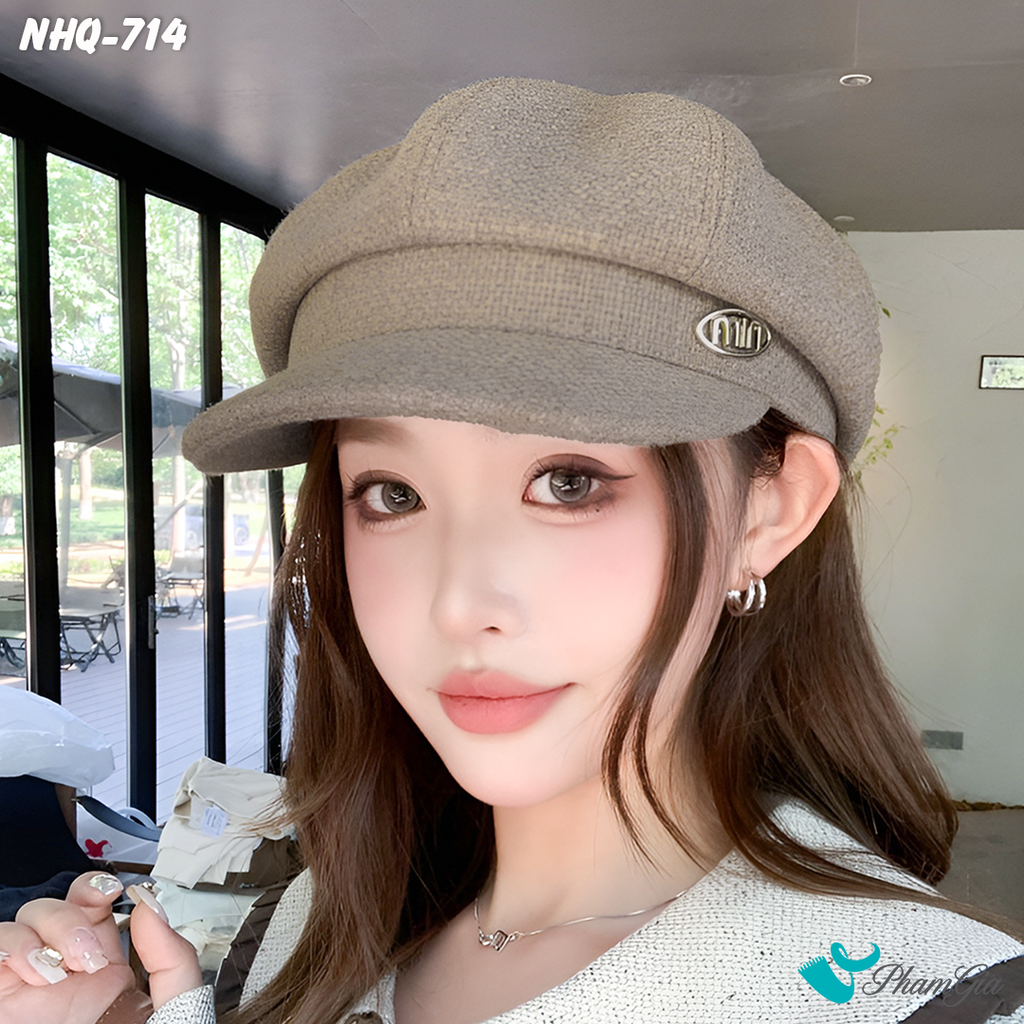 Người Mẫu Nón Hải Quân Đính Tag Chữ Thời Trang Cao Cấp Màu Xám Beige
