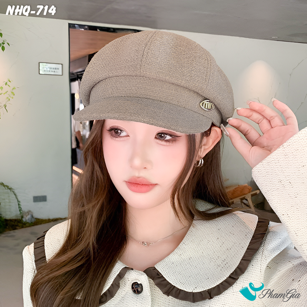 Nón Hải Quân Đính Tag Chữ Thời Trang Cao Cấp Màu Xám Beige