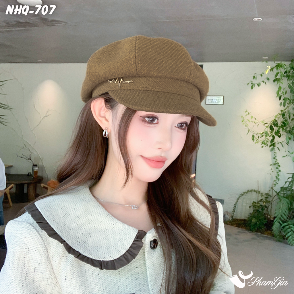 Người Mẫu Nón Hải Quân Đính Tag Nhịp Tim Thời Trang Cao Cấp Màu Nâu Tây
