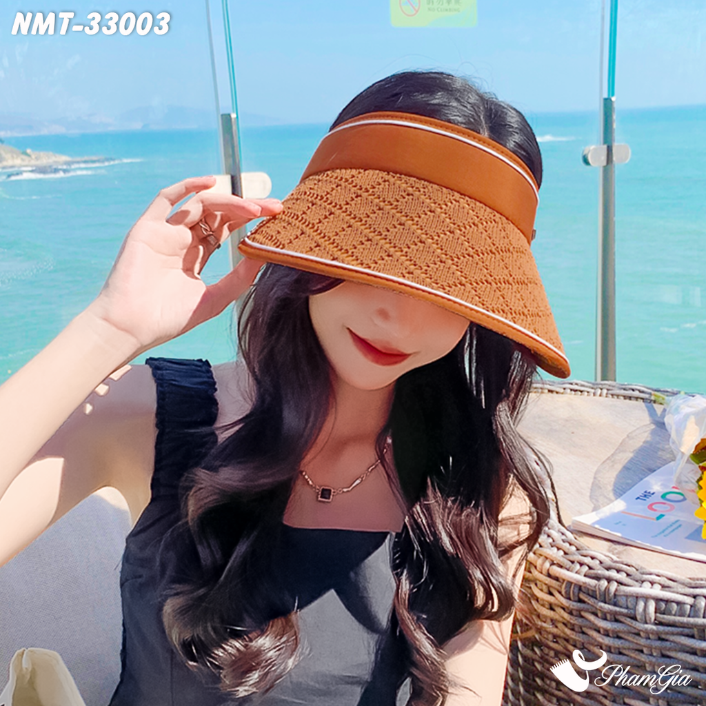 Model Đội Nón Mui Trần Chống Nắng Cách Nhiệt Thời Trang Màu Cam Đất
