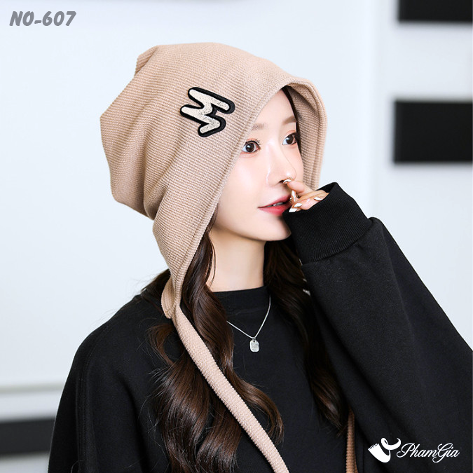 Nón Ống Thời Trang Phối Dây Cá Tính Màu Beige