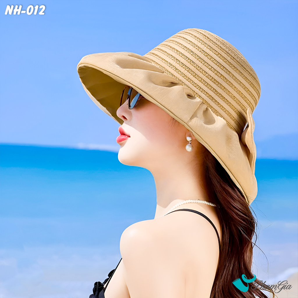 Góc Nghiêng Nón Rộng Vành Cao Cấp Kết Nơ Thanh Lịch Màu Bạc Xỉu