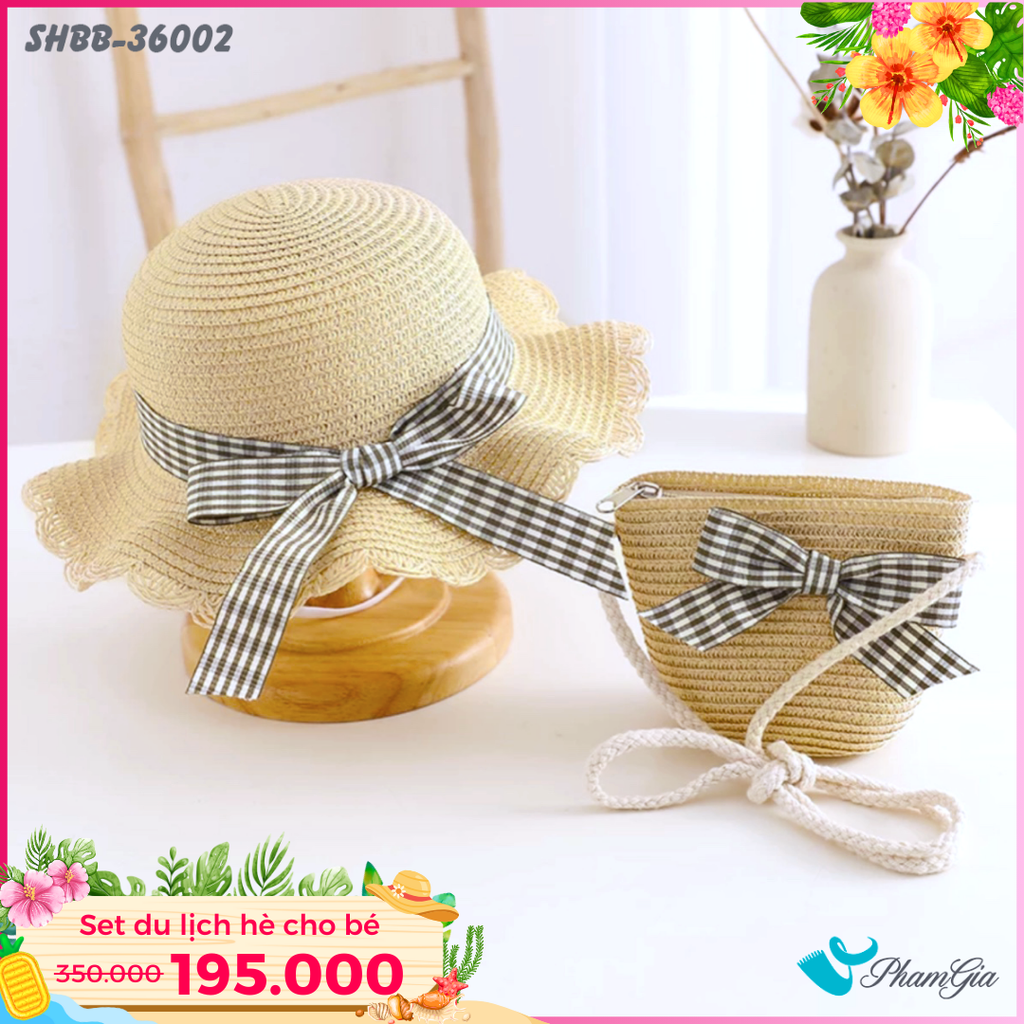 Màu Beige Set Quà Tặng Bé Gái Kết Nơ Caro Dễ Thương (4 Màu)