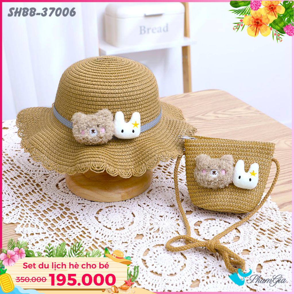 Set Quà Tặng Bé Gái Màu Nâu Tây Kết Mặt Gấu Dễ Thương