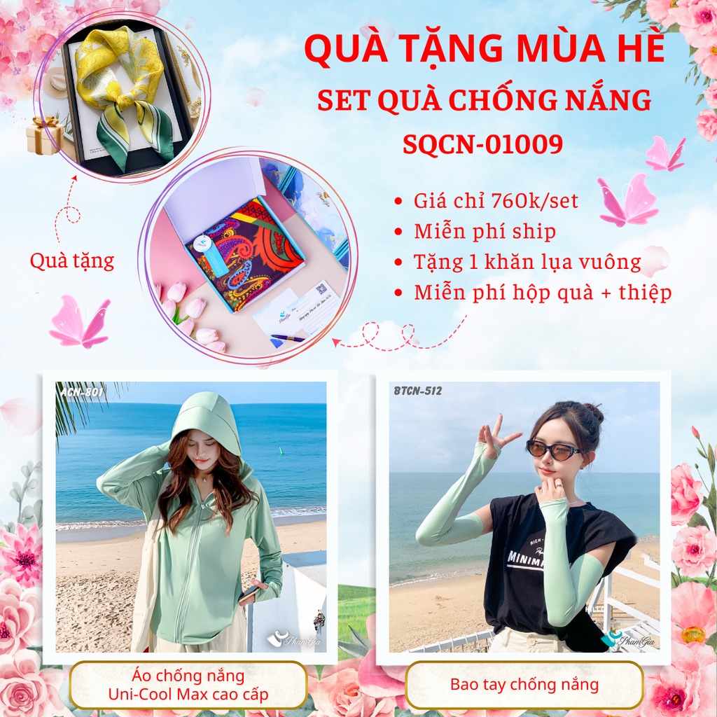 Quà Tặng Mùa Hè - Set Quà Tặng Áo Chống Nắng Uni-Cool Và Bao Tay Hạ Nhiệt Cao Cấp (SQCN01009)