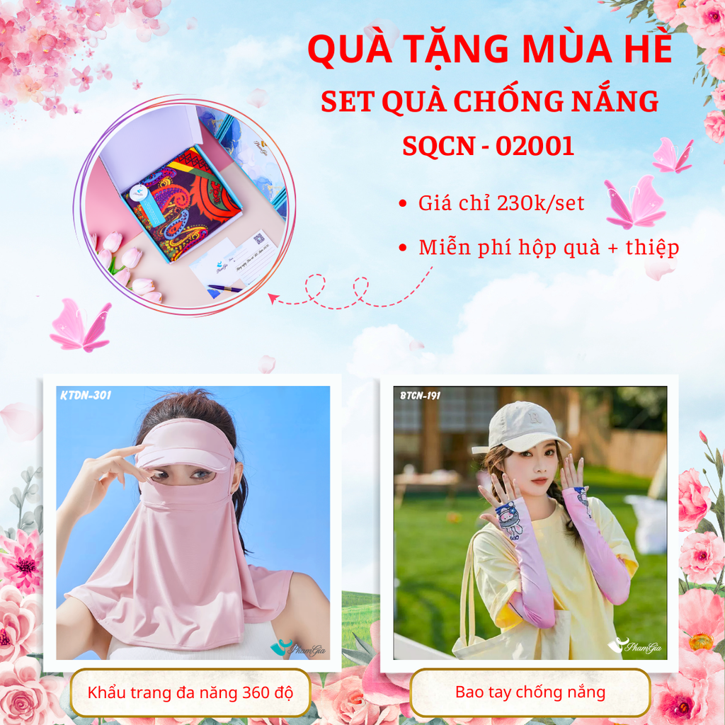 Quà Tặng Mùa Hè - Set Quà Tặng Khẩu Trang Đa Năng 360 Độ Và Bao Tay Hạ Nhiệt Tiện Lợi (SQCN02001)