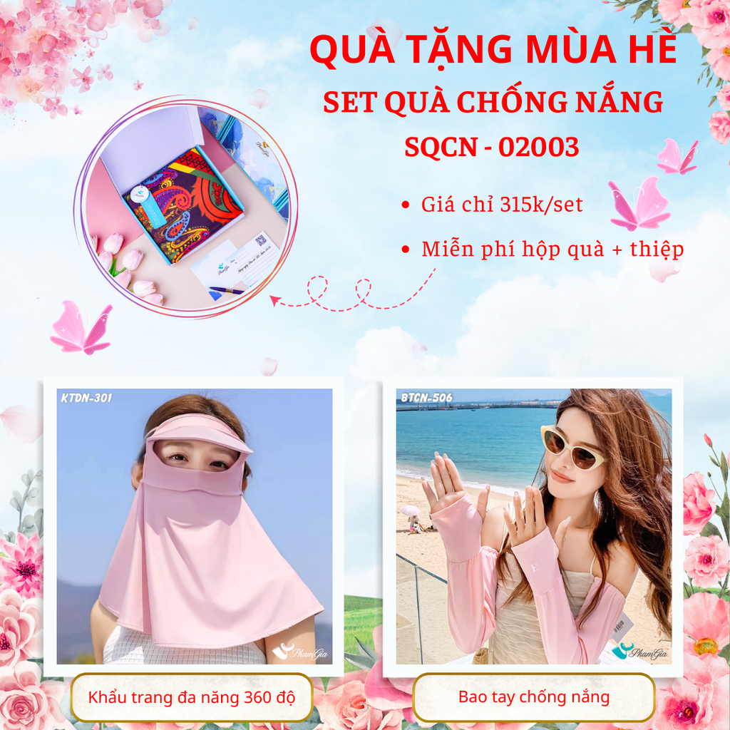 Quà Tặng Mùa Hè - Set Quà Tặng Khẩu Trang Đa Năng 360 Độ Và Bao Tay Hạ Nhiệt Tiện Lợi (SQCN02003)