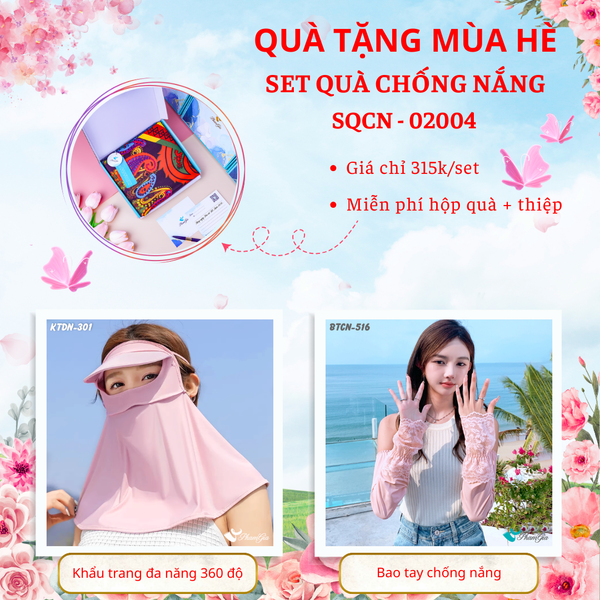 Quà Tặng Mùa Hè - Set Quà Tặng Khẩu Trang Đa Năng 360 Độ Và Bao Tay Hạ Nhiệt Tiện Lợi (SQCN02004)