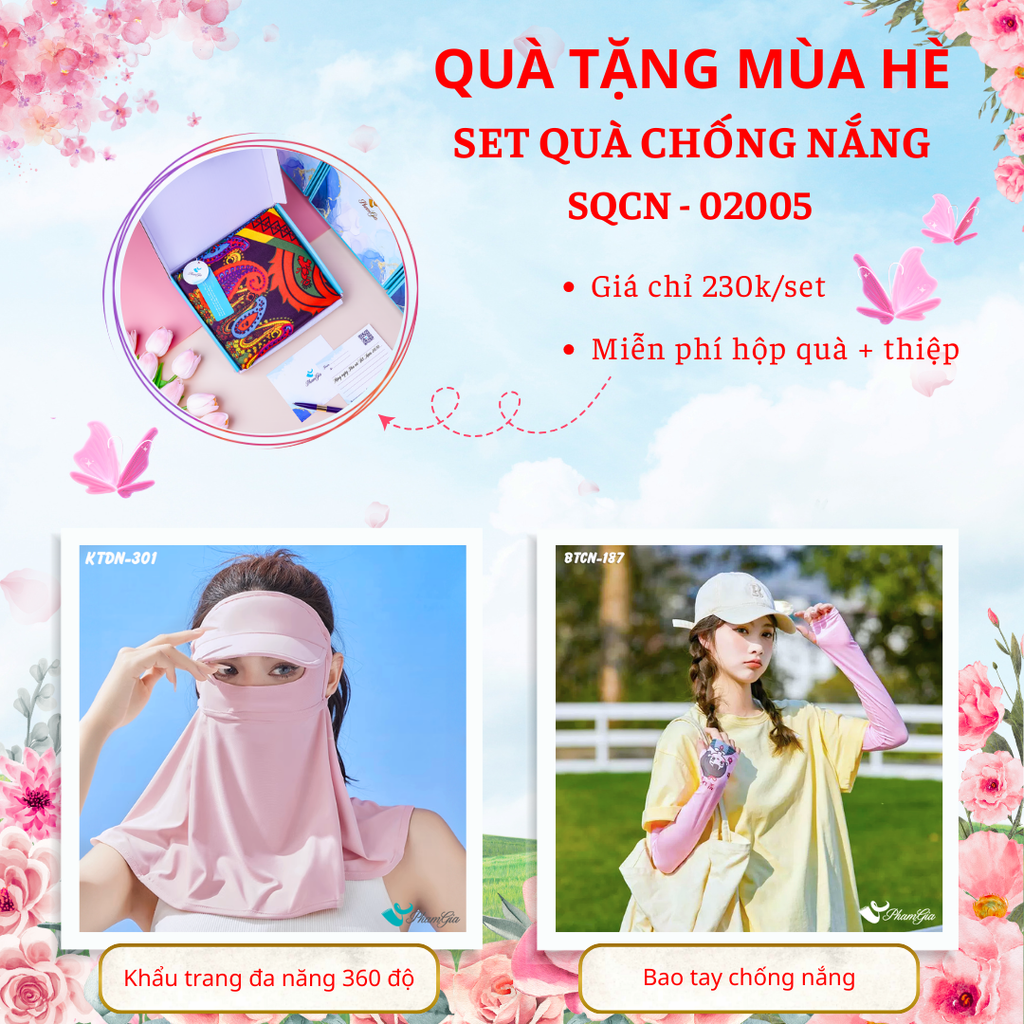 Quà Tặng Mùa Hè - Set Quà Tặng Khẩu Trang Đa Năng 360 Độ Và Bao Tay Hạ Nhiệt Tiện Lợi (SQCN02005)