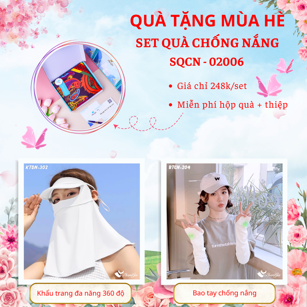 Quà Tặng Mùa Hè - Set Quà Tặng Khẩu Trang Đa Năng 360 Độ Và Bao Tay Hạ Nhiệt Tiện Lợi (SQCN02006)