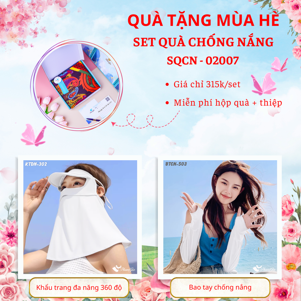 Quà Tặng Mùa Hè - Set Quà Tặng Khẩu Trang Đa Năng 360 Độ Và Bao Tay Hạ Nhiệt Tiện Lợi (SQCN02007)