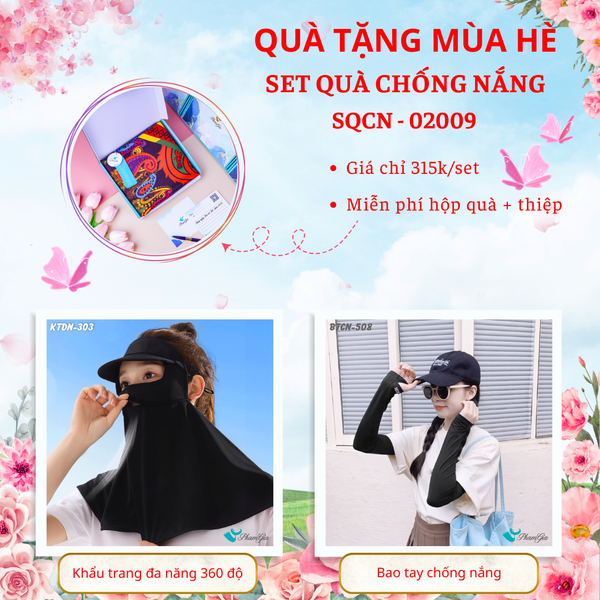 Quà Tặng Mùa Hè - Set Quà Tặng Khẩu Trang Đa Năng 360 Độ Và Bao Tay Hạ Nhiệt Tiện Lợi (SQCN02009)