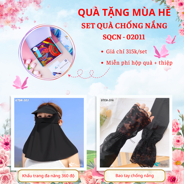 Quà Tặng Mùa Hè - Set Quà Tặng Khẩu Trang Đa Năng 360 Độ Và Bao Tay Hạ Nhiệt Tiện Lợi (SQCN02011)