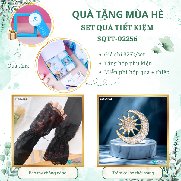 Quà Tặng Mùa Hè - Set Quà Tặng Bao Tay Chống Nắng Và Ghim Cài Áo Tiết Kiệm (SQTT02256)