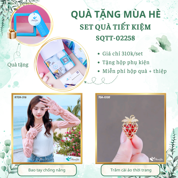 Quà Tặng Mùa Hè - Set Quà Tặng Bao Tay Chống Nắng Và Ghim Cài Áo Tiết Kiệm (SQTT02258)
