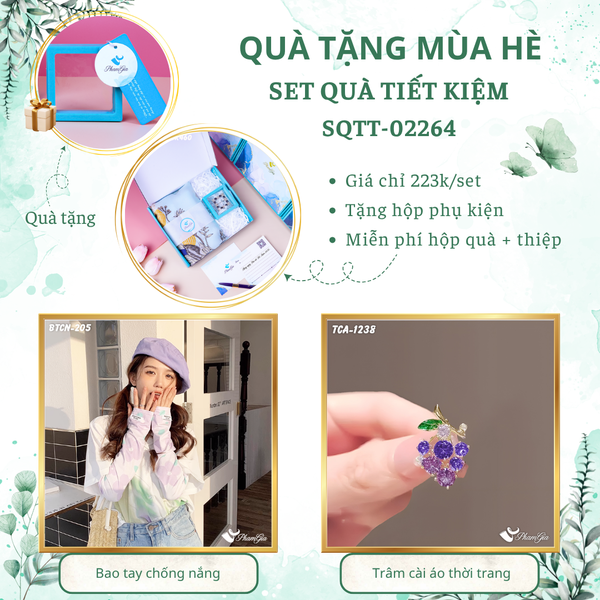 Quà Tặng Mùa Hè - Set Quà Tặng Bao Tay Chống Nắng Và Ghim Cài Áo Tiết Kiệm (SQTT02264)