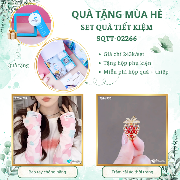 Quà Tặng Mùa Hè - Set Quà Tặng Bao Tay Chống Nắng Và Ghim Cài Áo Tiết Kiệm (SQTT02266)