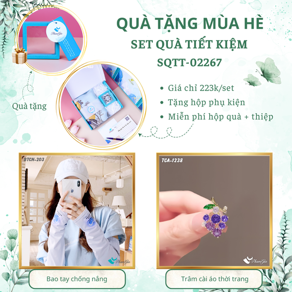Quà Tặng Mùa Hè - Set Quà Tặng Bao Tay Chống Nắng Và Ghim Cài Áo Tiết Kiệm (SQTT02267)
