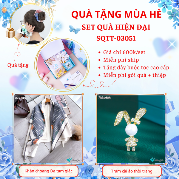 Quà Tặng Mùa Hè - Set Quà Tặng Khăn Dạ Tam Giác Và Ghim Cài Áo Hiện Đại (SQTT03051)