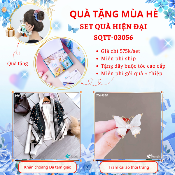 Quà Tặng Mùa Hè - Set Quà Tặng Khăn Dạ Tam Giác Và Ghim Cài Áo Hiện Đại (SQTT03056)