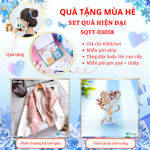 Quà Tặng Mùa Hè - Set Quà Tặng Khăn Dạ Tam Giác Và Ghim Cài Áo Hiện Đại (SQTT03058)