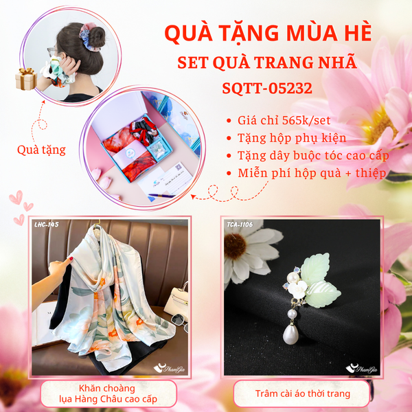 Quà Tặng Mùa Hè - Set Quà Tặng Khăn Lụa Và Ghim Cài Áo Trang Nhã (SQTT05232)