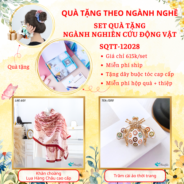 Quà Tặng Theo Ngành Nghề - Set Quà Khăn Lụa Và Ghim Cài Áo Cho Ngành Nghiên Cứu Động Vật Học (SQTT12028)