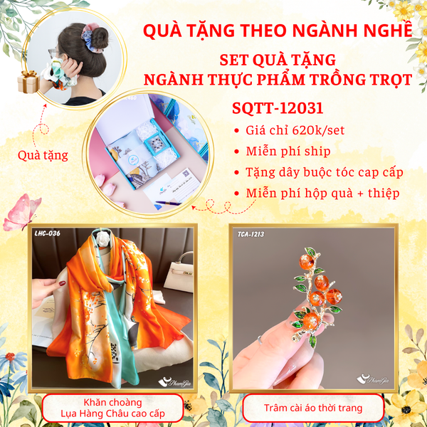 Quà Tặng Theo Ngành Nghề - Set Quà Khăn Lụa Và Ghim Cài Áo Cho Ngành Trồng Trọt (SQTT12031)