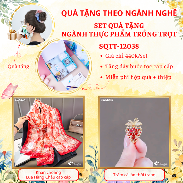 Quà Tặng Theo Ngành Nghề - Set Quà Khăn Lụa Và Ghim Cài Áo Cho Ngành Trồng Trọt (SQTT12038)