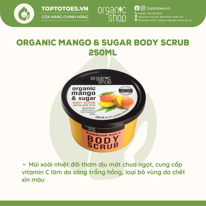 Tẩy da chết cho cơ thể Organic Shop 250ml