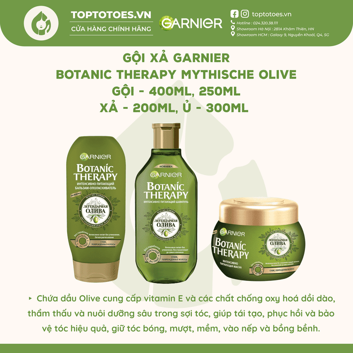Gội xả ủ Garnier Botanic Therapy Mythische Olive