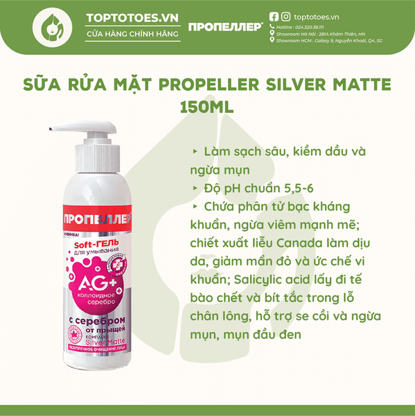 Gel rửa mặt Propeller SOS Silver Matte