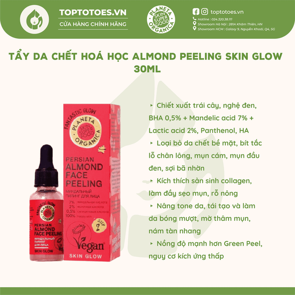 Tẩy da chết hoá học Planeta Organica Almond Face Peeling Skin Glow