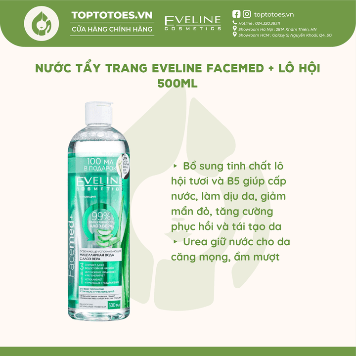 Nước tẩy trang Eveline Lô hội