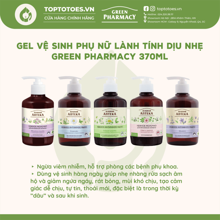 Dung dịch vệ sinh phụ nữ dạng gel Green Pharmacy 370ml