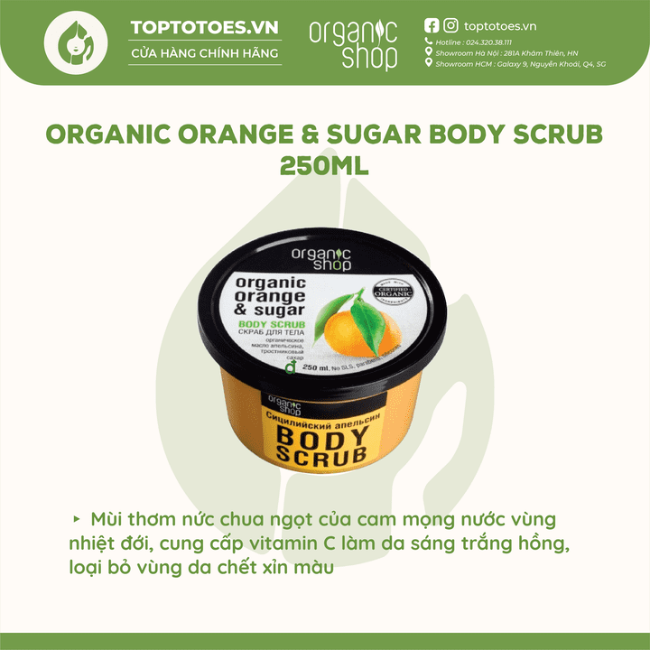 Tẩy da chết cho cơ thể Organic Shop 250ml