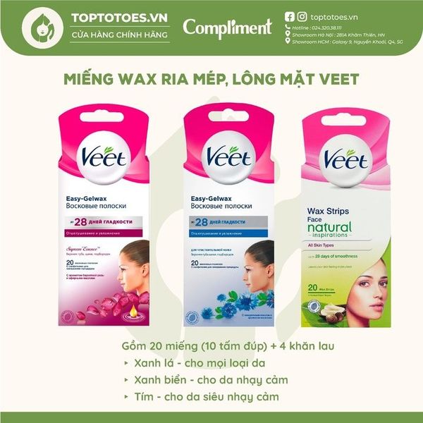 Miếng wax ria mép, lông mặt Veet