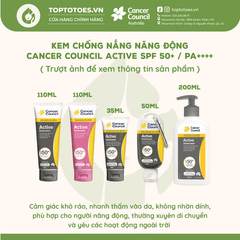 Kem chống nắng Năng động Cancer Council Active SPF 50+/ PA ++++