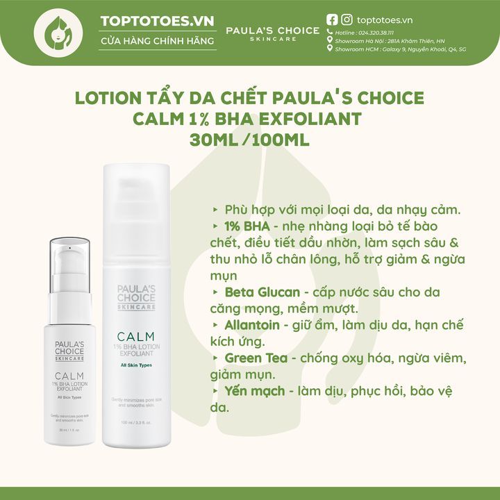 Lotion tẩy da chết Paula's Choice Calm 1% BHA Exfoliant
