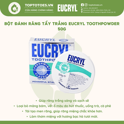 Bột Đánh Răng Eucryl Toothpowder tẩy trắng và làm sạch răng 50g
