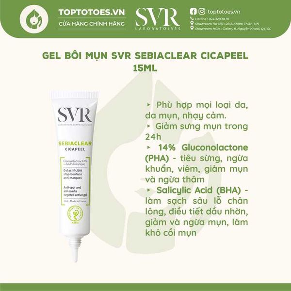 Gel bôi mụn SVR Sebiaclear Cicapeel 15ml