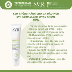 Kem chống nắng SVR Sebiaclear SPF50 Creme 40ml