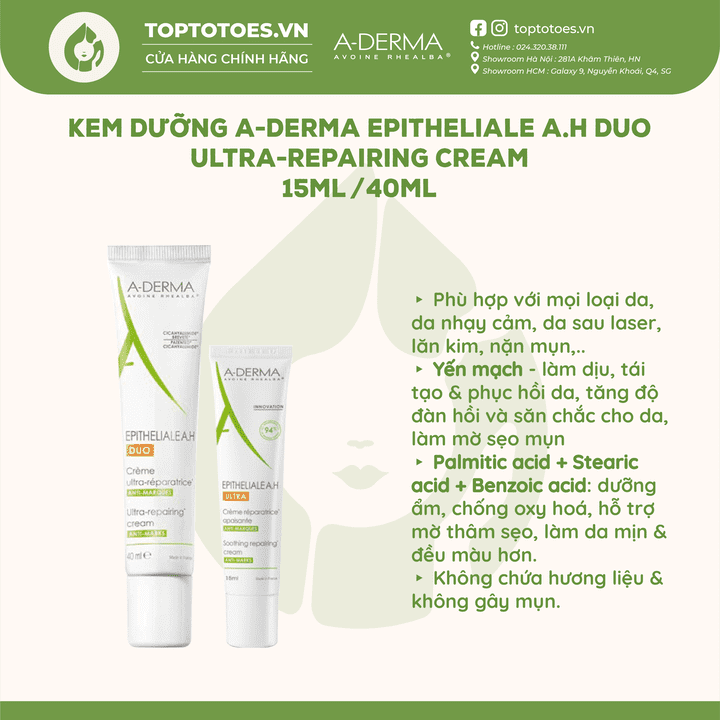 Kem dưỡng A-derma Epitheliale A.H Duo Ultra-Repairing Cream